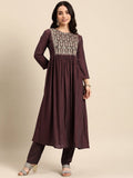 All About You Floral Embroidered Pleated Sequinned Kurta with Trousers | Grocsy