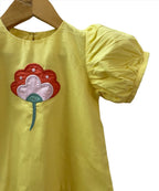 ArthLife Yellow Flower Patch Casual Dress | Grocsy