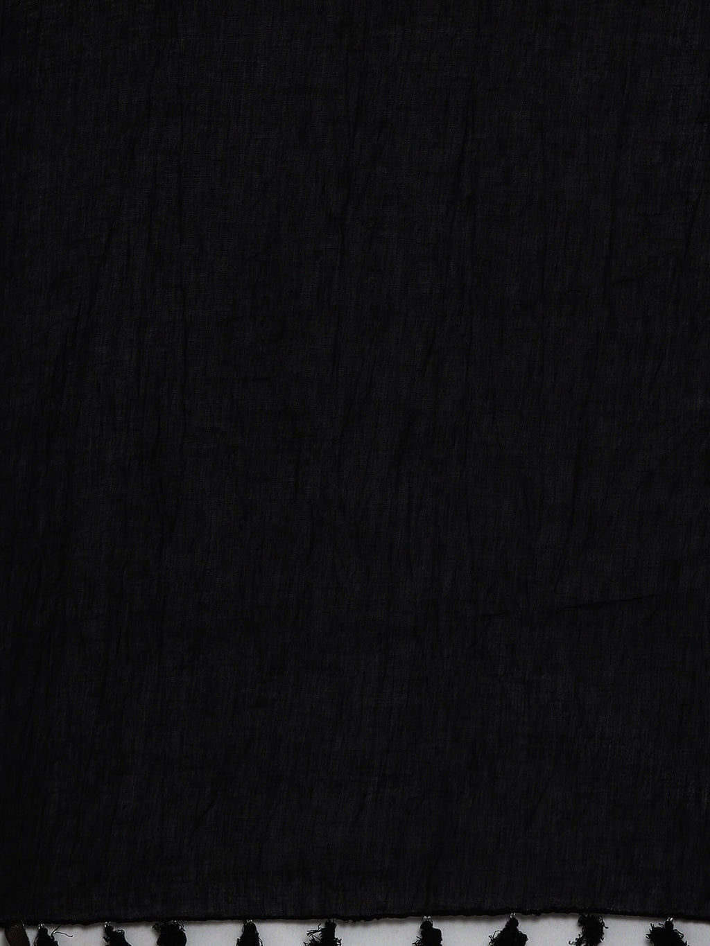 Souchii Black Solid Tasselled Cotton Dupatta | Grocsy
