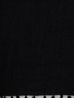 Souchii Black Solid Tasselled Cotton Dupatta | Grocsy