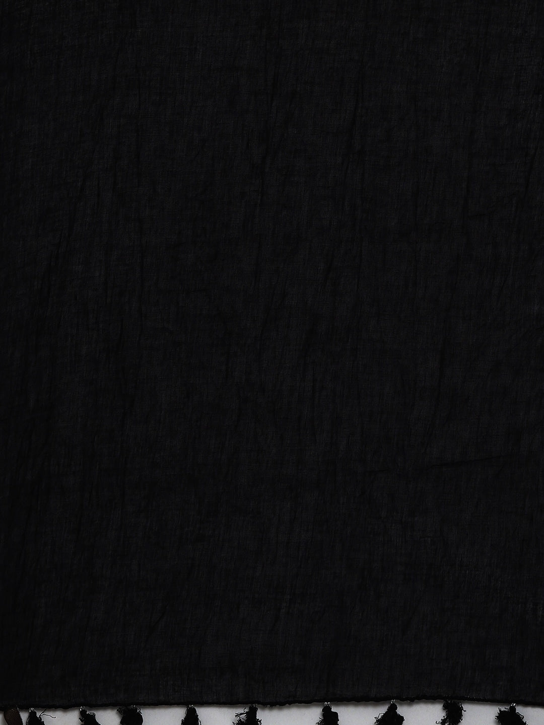 Souchii Black Solid Tasselled Cotton Dupatta | Grocsy