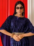 Tikhi Imli Striped Velvet Kaftan Saree | Grocsy