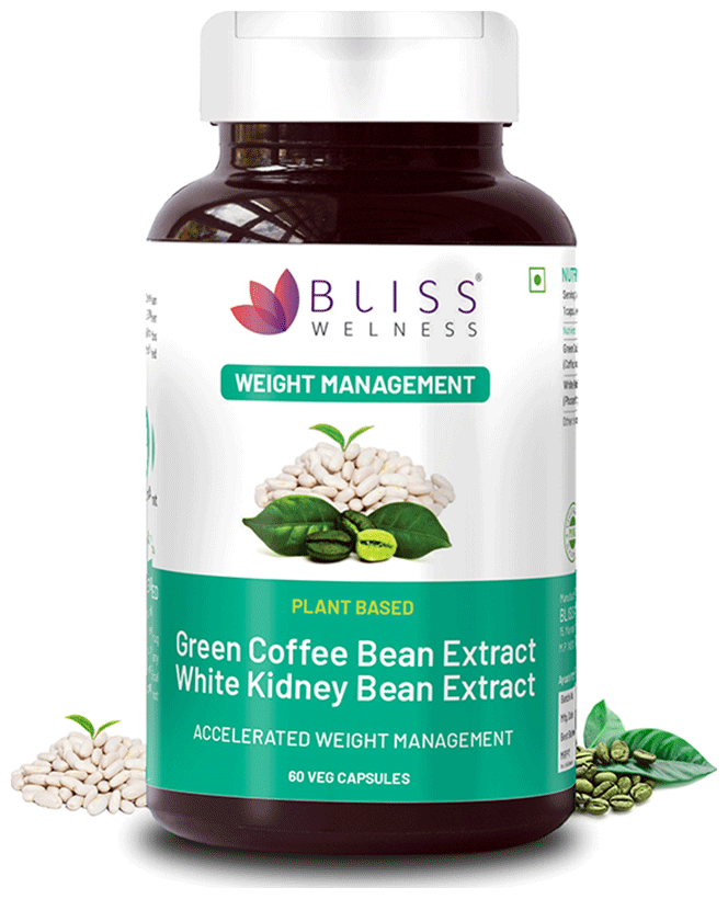 Bliss Welness Weight Management Carb Controller Green Coffee Bean Extract Veg Capsule | Grocsy