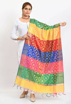 Mominos Fashion Moeza Banarsi Silk Floral Woven Design Multi Dupatta For Women | Grocsy