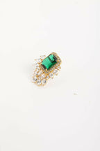 Nuyug 22K Gold Plated Emerald Fern Muse Stud Earrings | Grocsy