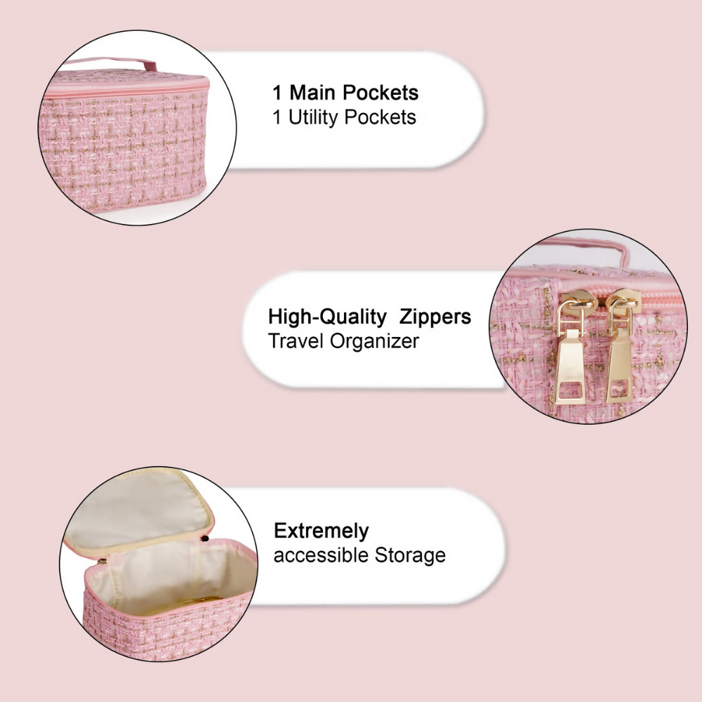 Bronson Professional Pink Makeup Pouch Cosmetic Organizer Kit | Grocsy