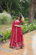 Lorenvalley Ranipink Rangoli Silk Heavy Sequins & Thread Embroidered work Lehenga Choli | Grocsy