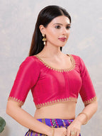 Joban Fashion Women Silk Dark-Pink Stitched Blouse | Grocsy