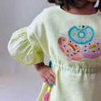 ArthLife Yellow Donuts Embroidered Dress | Grocsy