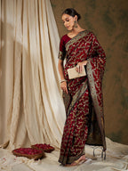 Sangria Woven Design Zari Kanjeevaram Saree | Grocsy