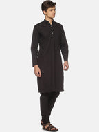 Sethukrishna Men Black Pure Cotton Kurta with Pyjamas | Grocsy