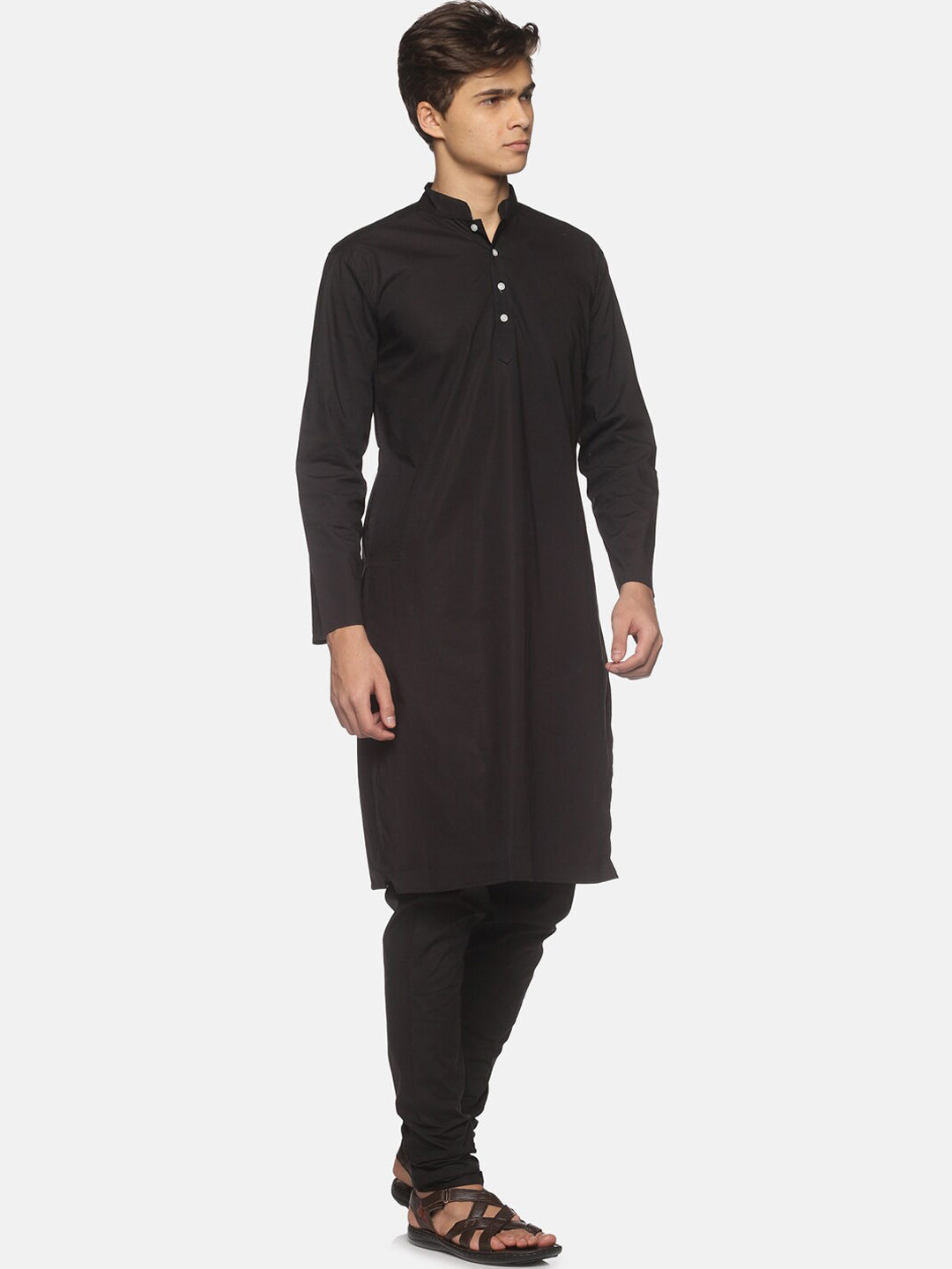 Sethukrishna Men Black Pure Cotton Kurta with Pyjamas | Grocsy