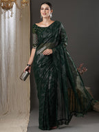 Saree Mall Green Abstract Printed Pure Georgette Saree | Grocsy