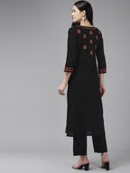 ADA Ethnic Motifs Embroidered Chikankari Cotton Straight Kurta | Grocsy