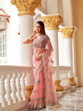 Tikhi Imli Floral Beads and Stones Organza Heavy Work Saree | Grocsy