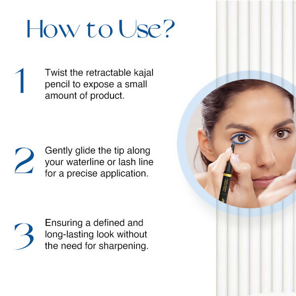 Nourish Mantra Jet Gaze Kajal Urban Rani - Blue with Almond Oil & Vitamin E | Grocsy