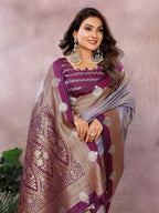 Aastha Fashion Lavender Silk Sarees Weaving Saree | Grocsy
