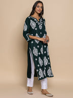 HOUSE OF KARI Chikankari Embroidered Straight Kurta | Grocsy