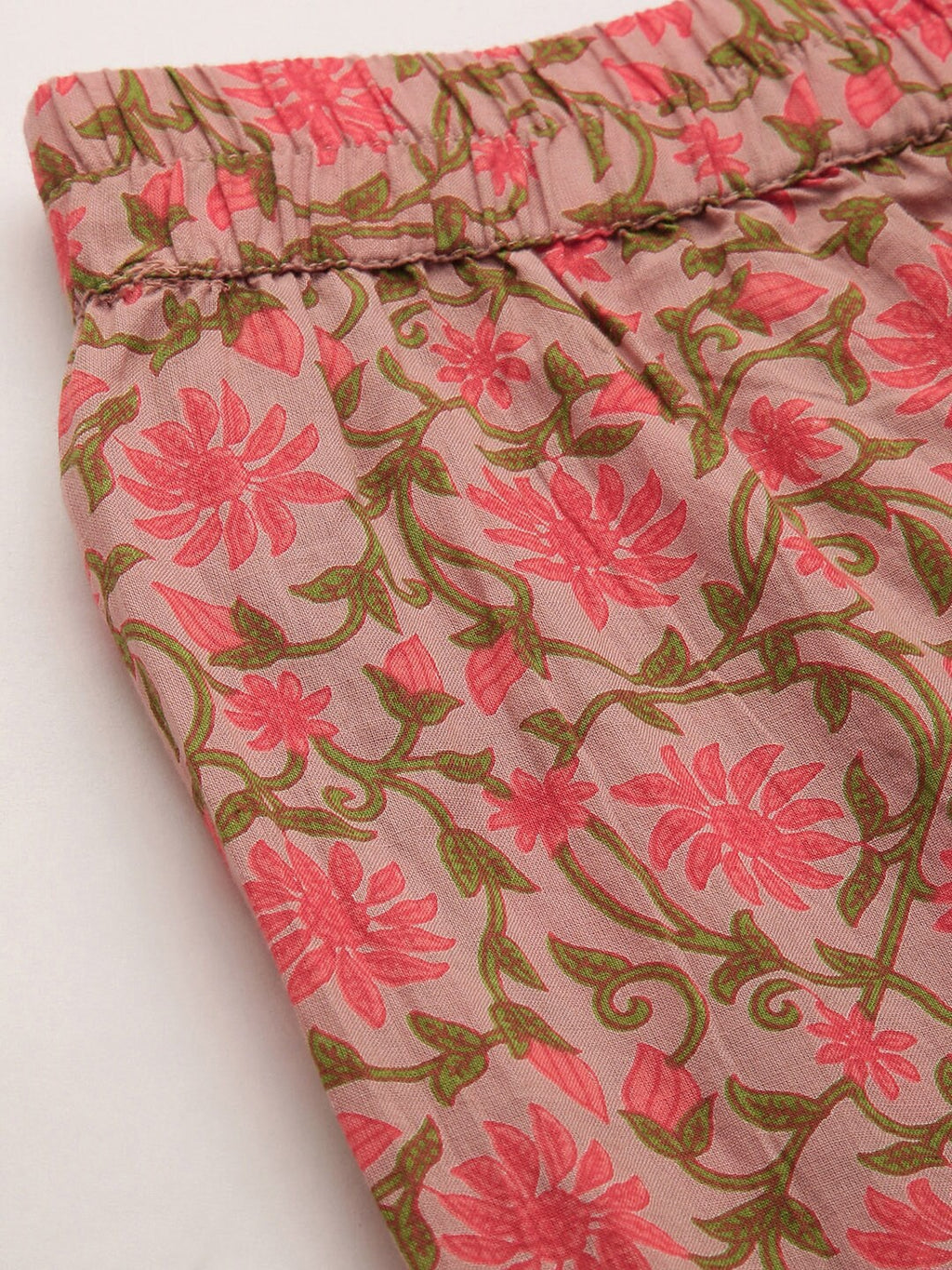 HERE&NOW Women Pink & Coffee Brown Printed Cotton Kurti with Sharara & With Dupatta | Grocsy