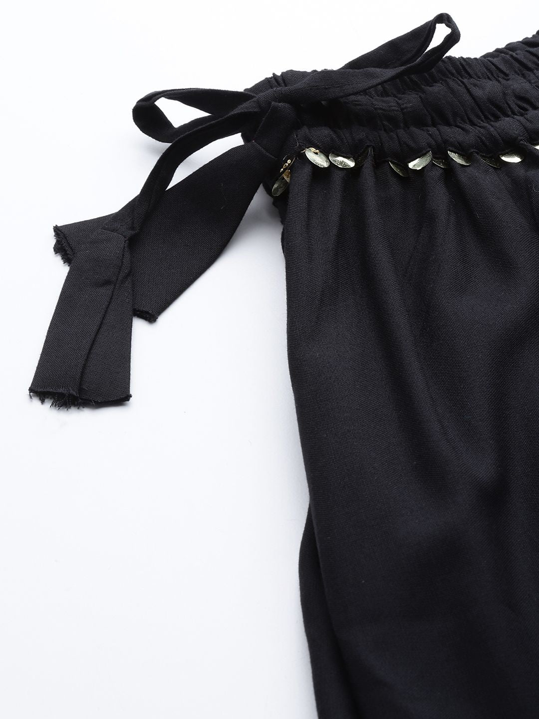 TAG 7 Women Black Solid Flared Palazzos | Grocsy