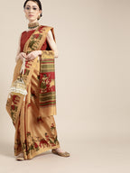Saree Mall Saree Mall Creamy Mustard and Red Art Silk Saree | Grocsy