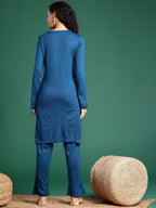 Sangria Ethnic Motifs Printed Regular Kurta With Trousers | Grocsy