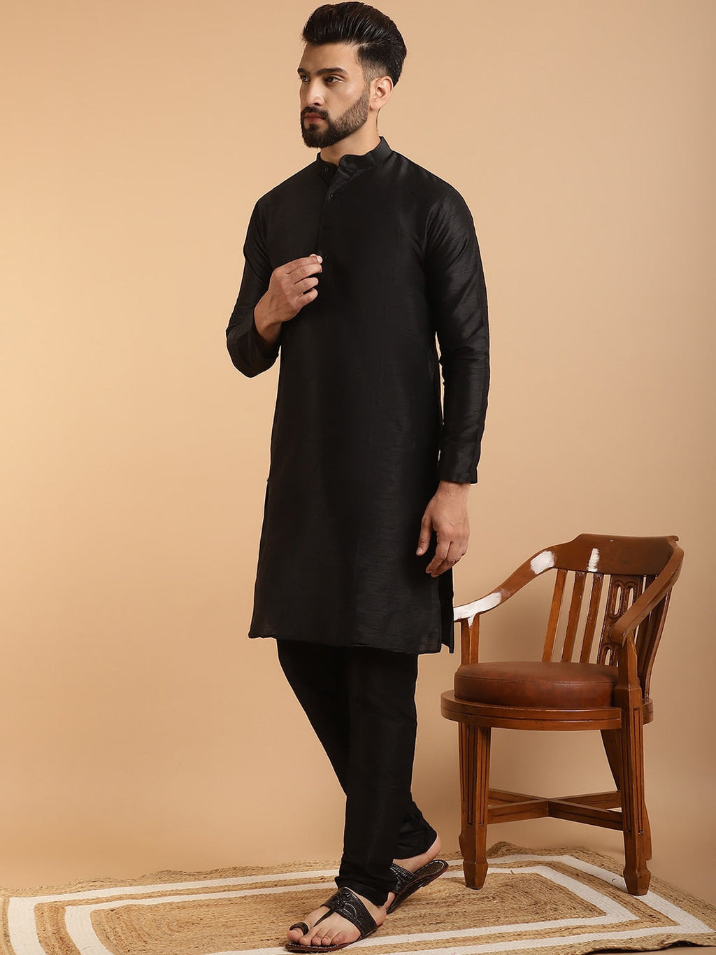 Sojanya Band Collar Regular Kurta & Churidar With Nehru Collar | Grocsy