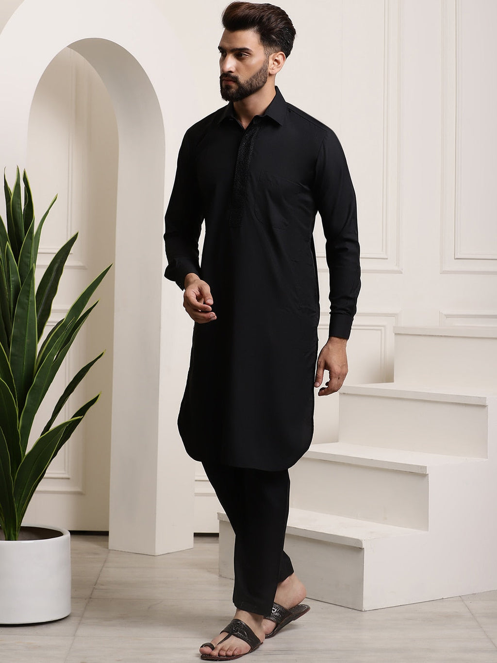 Sojanya Cotton Linen Kurta With Pyjamas | Grocsy