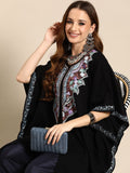 Sangria Women Floral Yoke Design Flared Sleeves Jacquard Kaftan Kurta | Grocsy