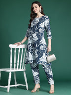 Indo Era Floral Printed Pure Cotton Kurta with Trousers | Grocsy