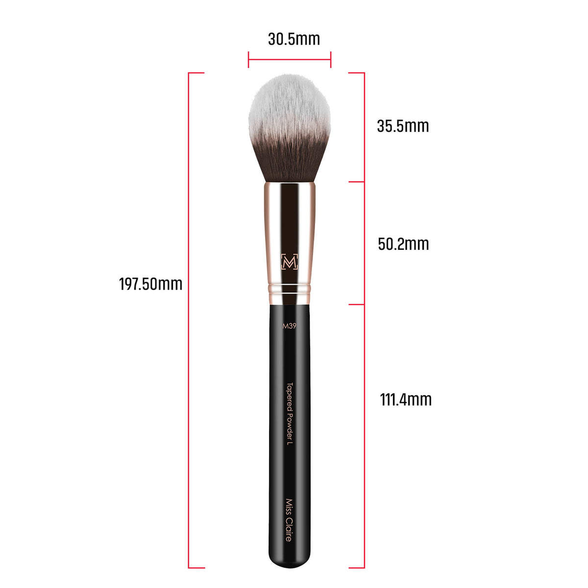 Miss Claire M39 - Tapered Powder (L) Brush - Rose Gold | Grocsy