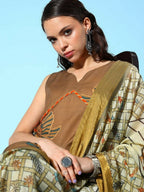 Ahalyaa Women's Brown Colour Cotton Blend Digital Printed Kurta Palazzo Set With Dupatta | Grocsy