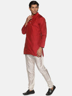 Sethukrishna Men Maroon Kurta with Pyjamas | Grocsy