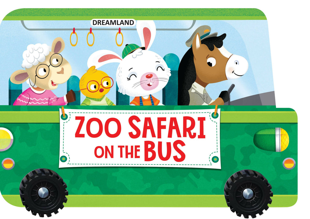 Dreamland Zoo Safari on the Bus- A Shaped Board book with Wheels : Children Picture Board Book | Grocsy
