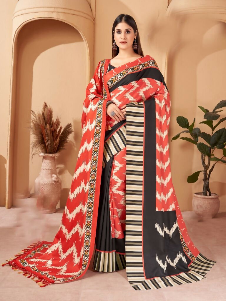 Aayaa Designer Winter Collection Printed Saree With Shawl - Multi Color | Grocsy