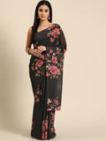 Ahalyaa Women's Traditional Semi Stitch Saree - Black | Grocsy