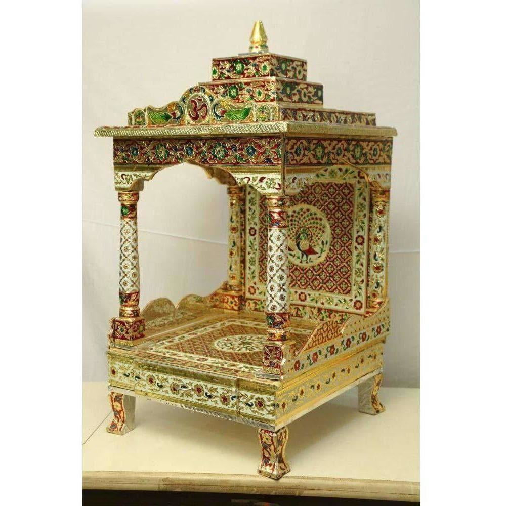 Silver Coated Multi Color Pooja Mandir / Pooja Mandiram Multi Color | Grocsy