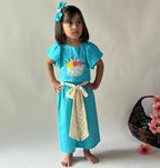 ArthLife Blue Flower Embroidered Co-Ord Set | Grocsy