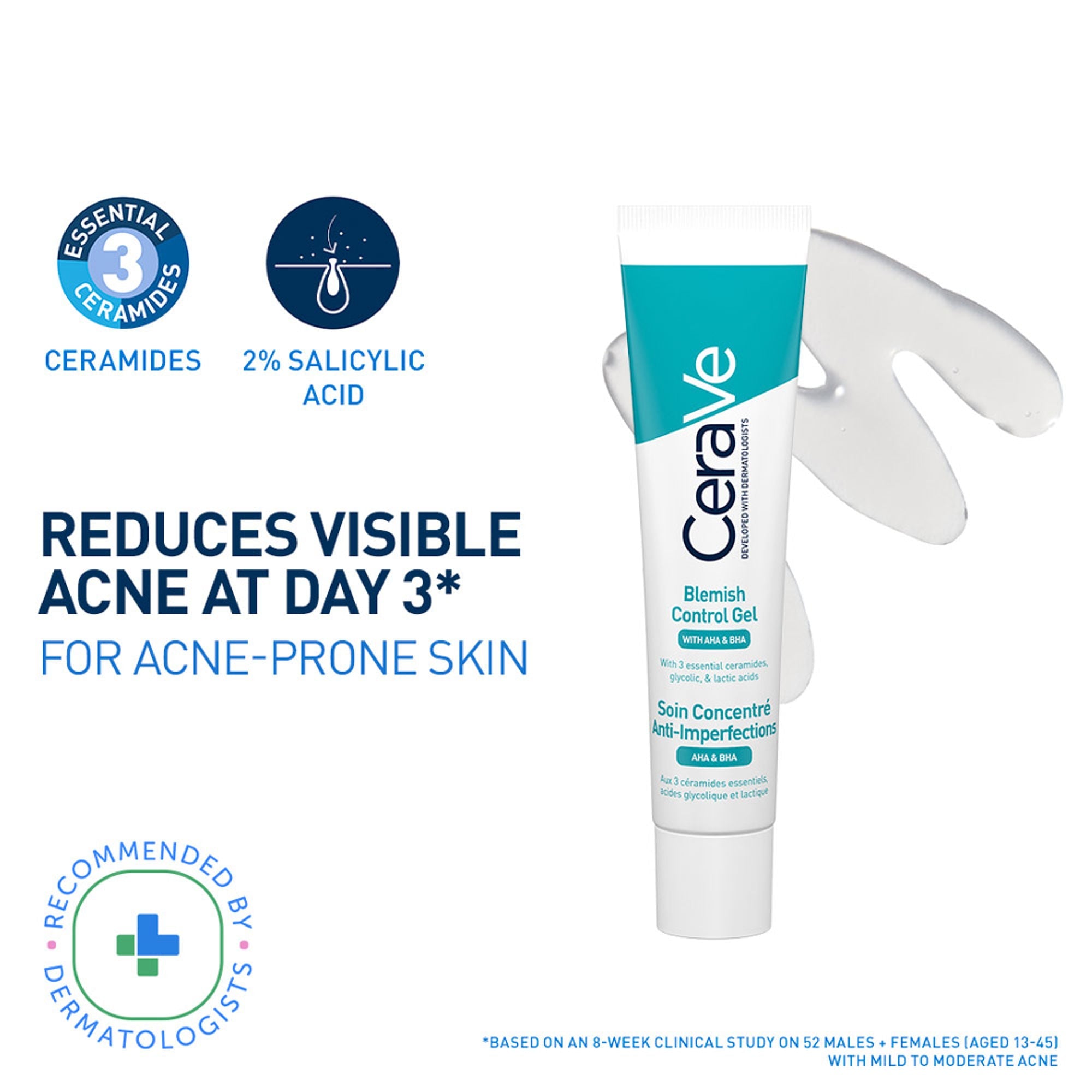 CeraVe Blemish Control Gel with 2% Salicylic Acid, AHA & Niacinamide for Acne Spot Treatment | Grocsy