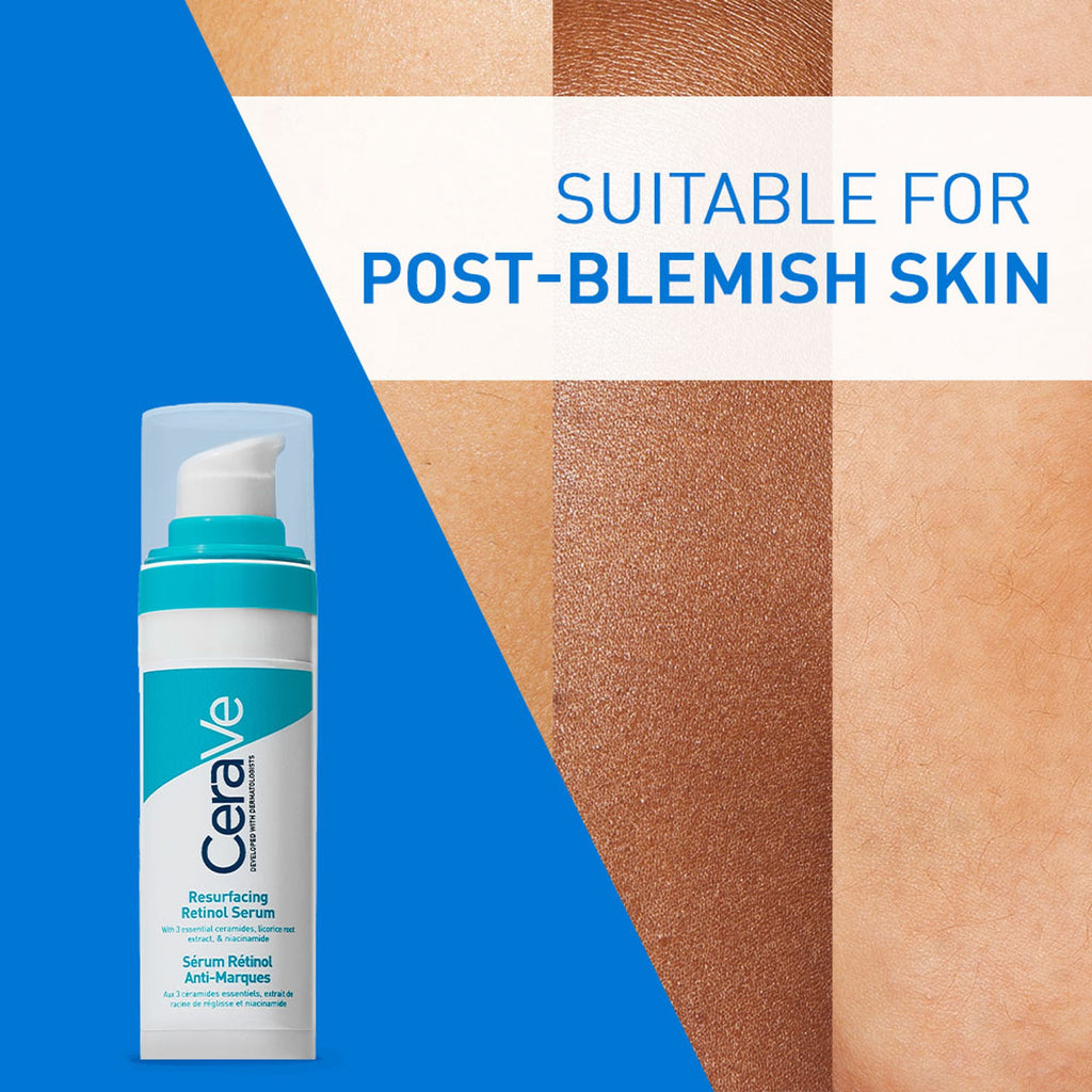 CeraVe Resurfacing Retinol Serum, Reduces Acne Marks with Licorice Root Extract & Niacinamide | Grocsy