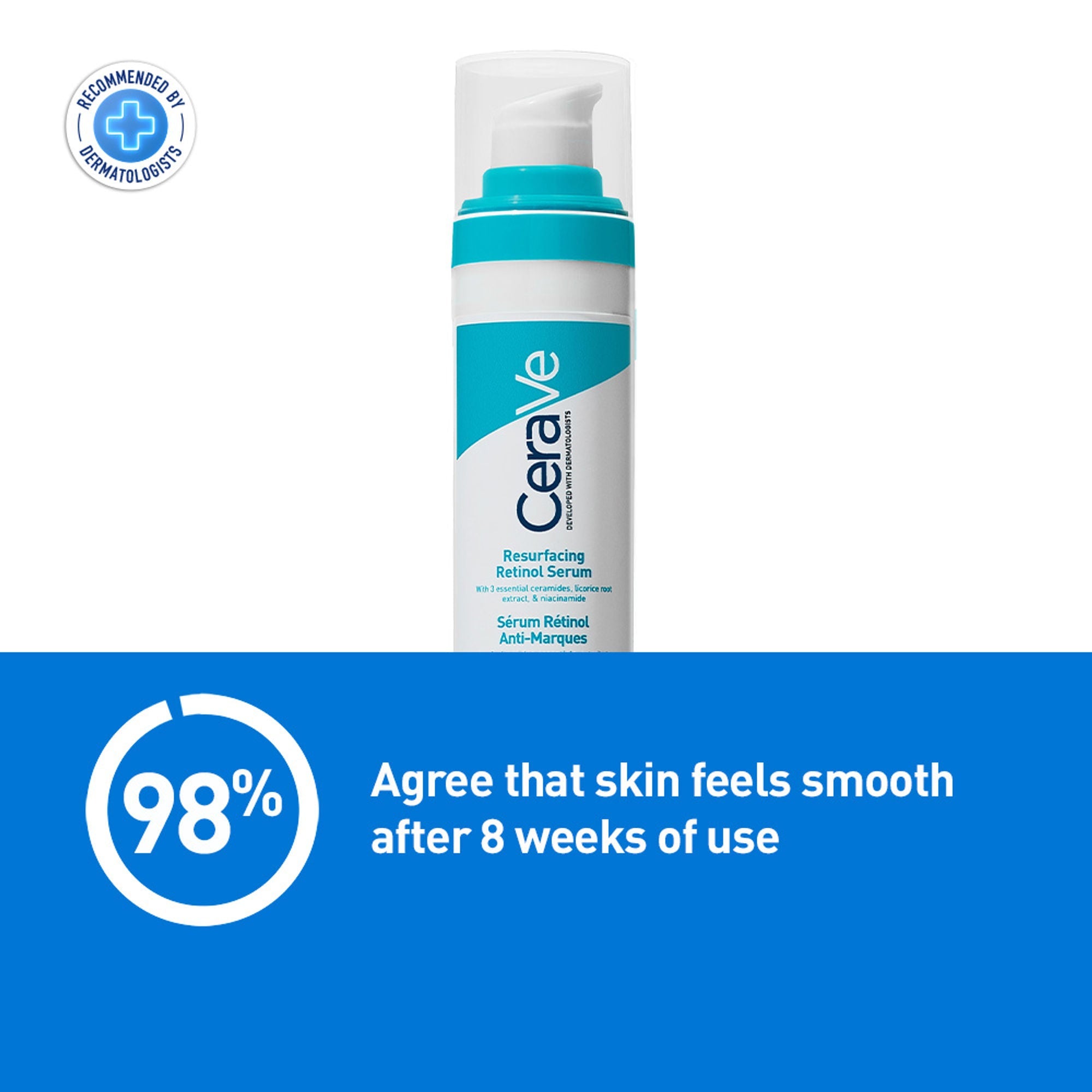 CeraVe Resurfacing Retinol Serum, Reduces Acne Marks with Licorice Root Extract & Niacinamide | Grocsy