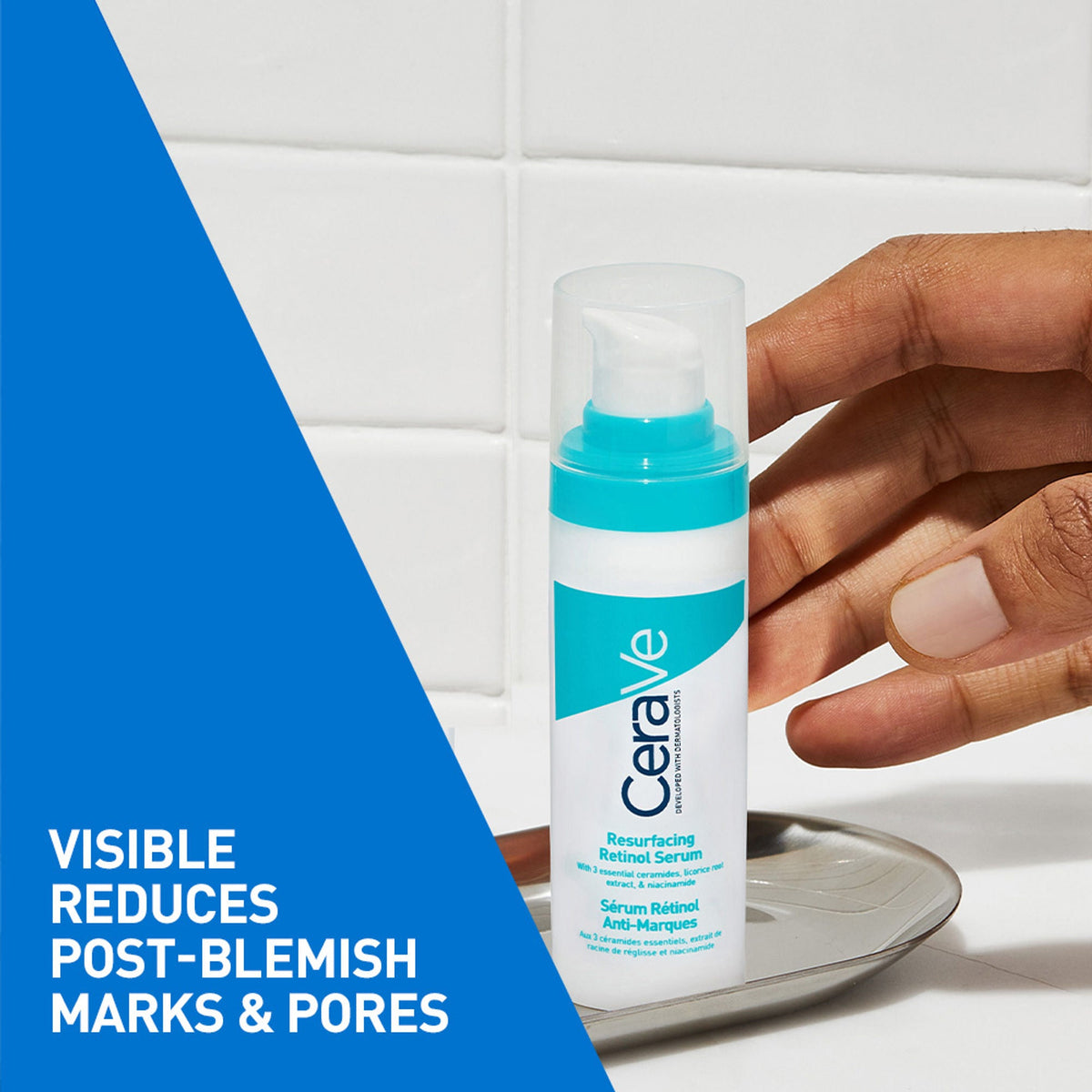 CeraVe Resurfacing Retinol Serum, Reduces Acne Marks with Licorice Root Extract & Niacinamide | Grocsy