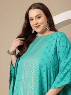 Sztori Plus Size Floral Printed Flared Sleeves Floral Kaftan Kurta | Grocsy