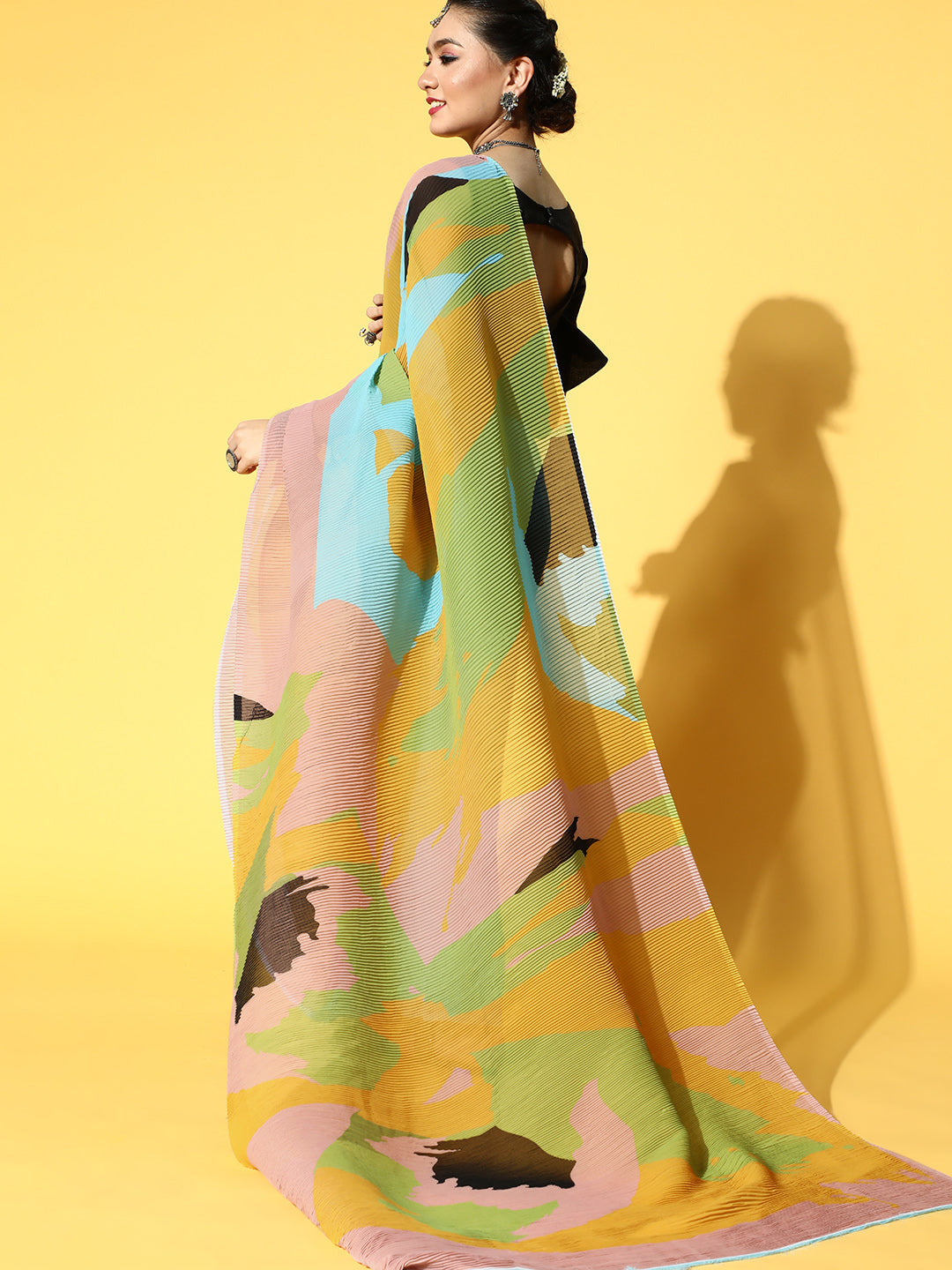 Tikhi Imli Abstract Poly Georgette Saree Border | Grocsy