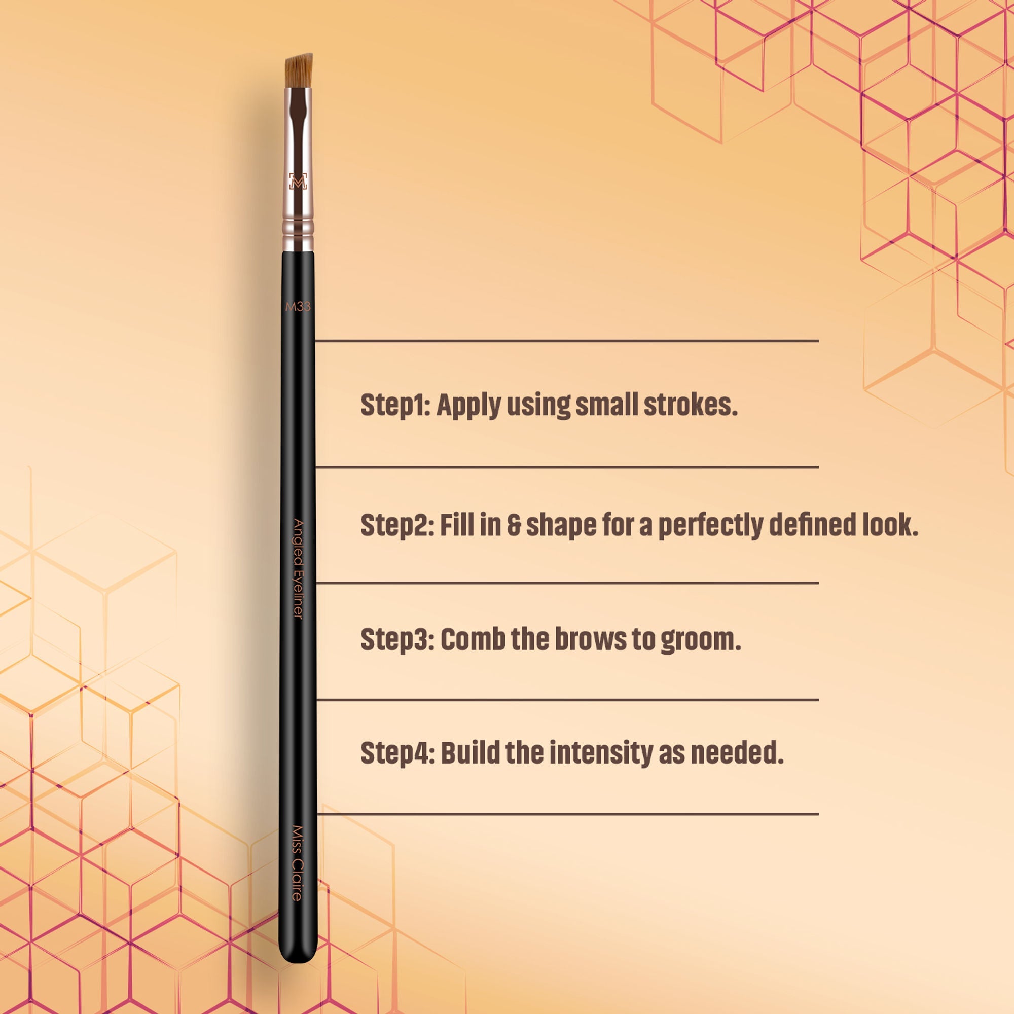 Miss Claire M33 - Angled Eyeliner Brush (S) - Rose Gold | Grocsy