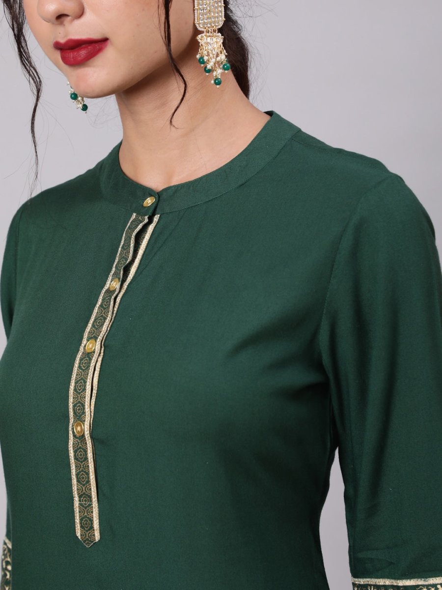 Aks Ethnic Motifs Printed Band Collar Straight Kurta with Trousers | Grocsy
