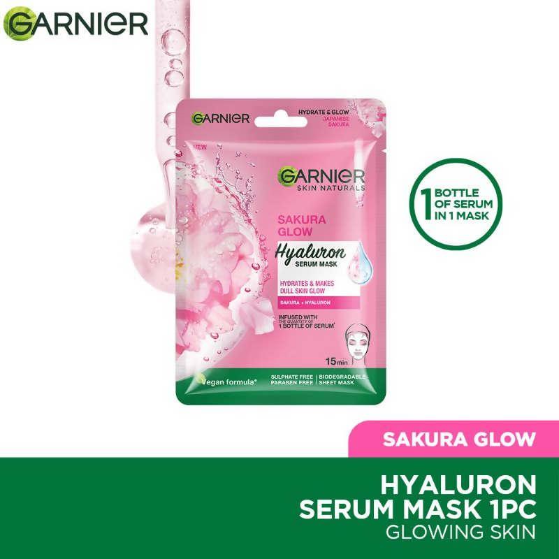 Garnier Skin Naturals Sakura Glow Hyaluron Serum Mask | Grocsy