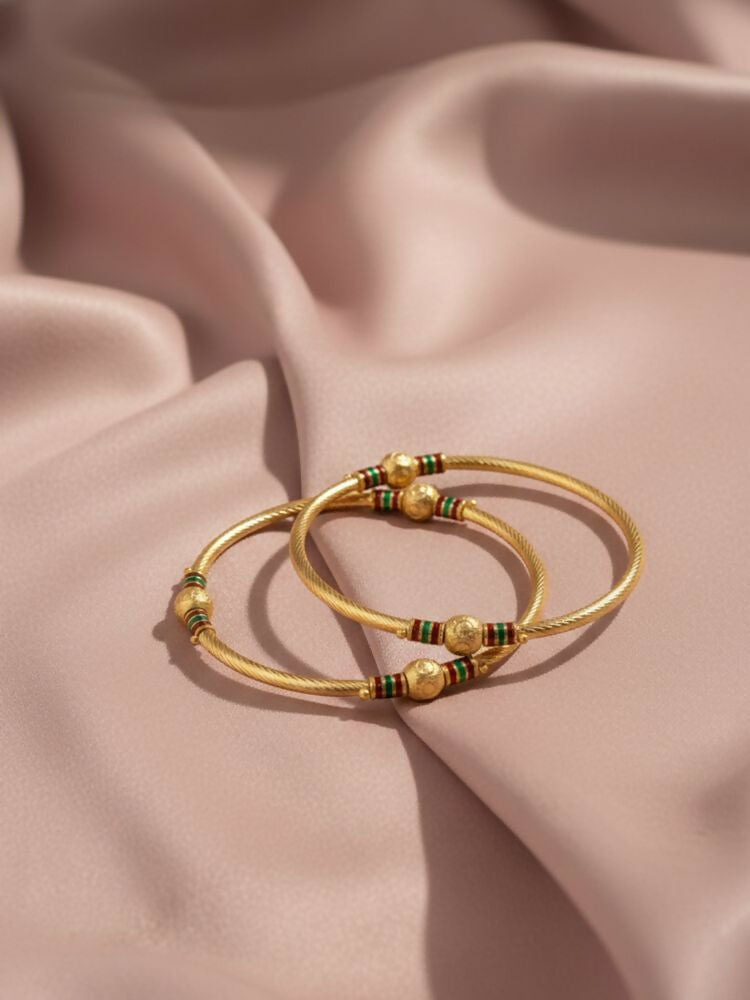 NVR Women Set of 2 Gold Plated Meenakari Kada Bangle | Grocsy