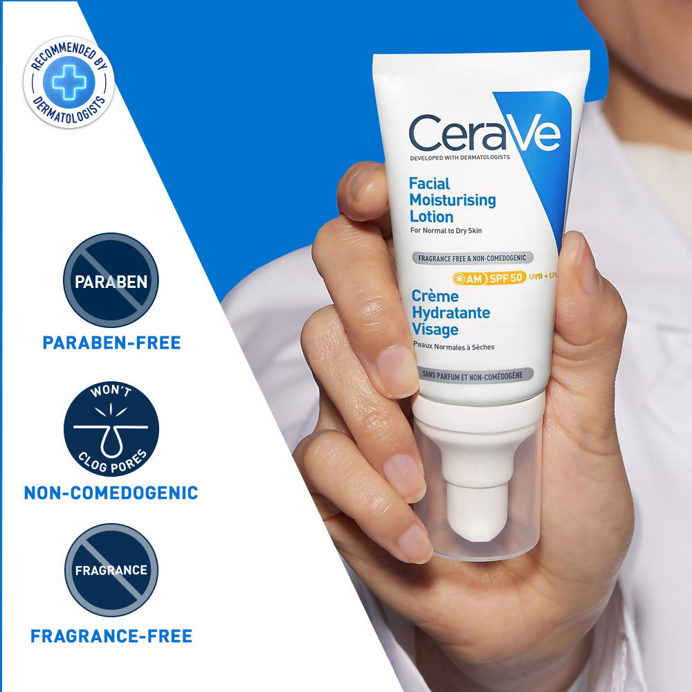 CeraVe AM Facial Moisturizing Lotion With Sunscreen SPF 50 | Grocsy