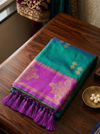 Shree Shyam Fashion Teal Green Soft Silk Saree | Grocsy